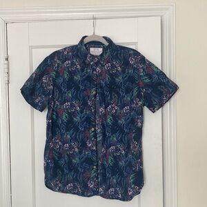 Denim & Flower Mens Button Up Short Sleeve Shirt Slim Fit Size M